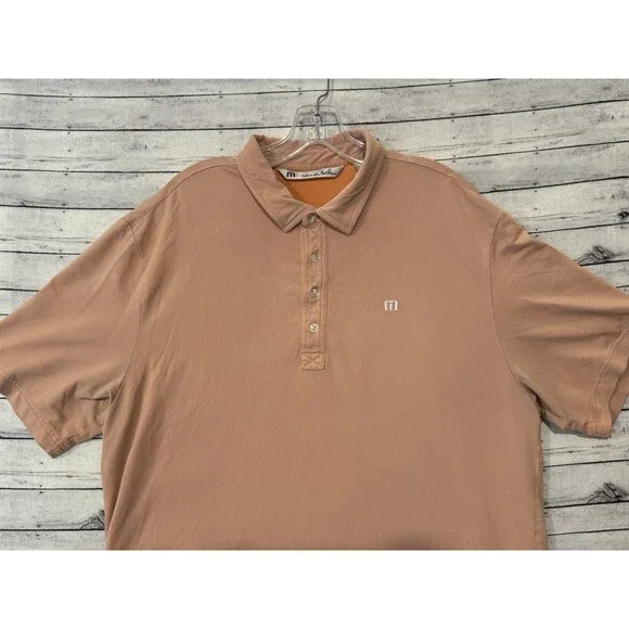 Travis Mathew Mens Short Sleeve Polo Shirt XL Orange Golf Stretch Cotton Blend - Picture 3 of 16
